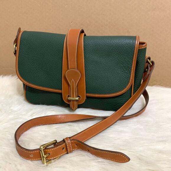 Dooney & Bourke Handbags - DOONEY & BOURKE Vintage All Weather Leather Green EQUESTRIAN Flap XBody R54